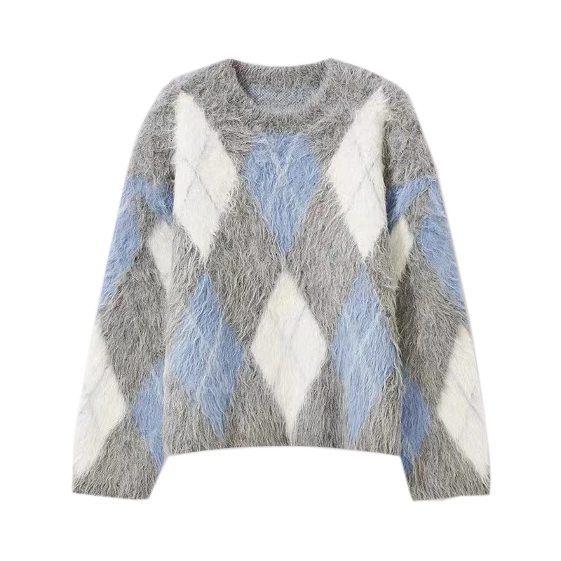 Damski sweter z mieszanki moheru i wzorem tie-dye