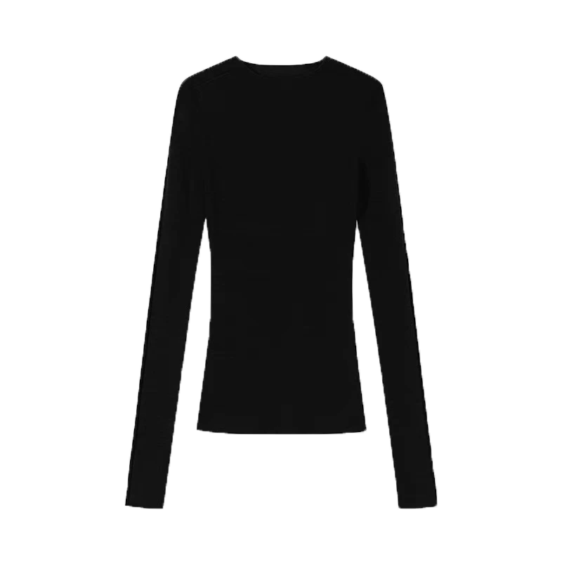 Damski designerski sweter w paski z długim rękawem i odwróconym kołnierzem