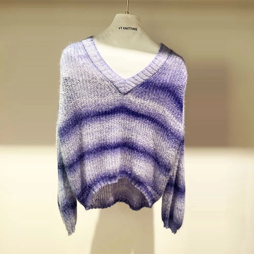 Fioletowy sweter z okrągłym dekoltem